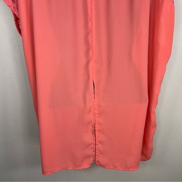 2X TRU SELF ORANGE LACE BLOUSE OPEN BACK CROPPED SHORT SLEEVE - Picture 9 of 13